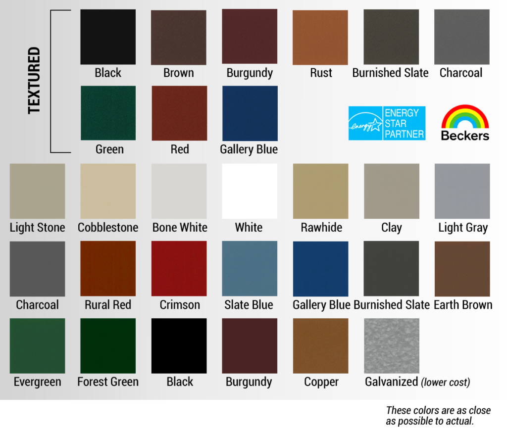Metal Roofing Color Options Rivers Edge Metal Roofing 715 773 2423